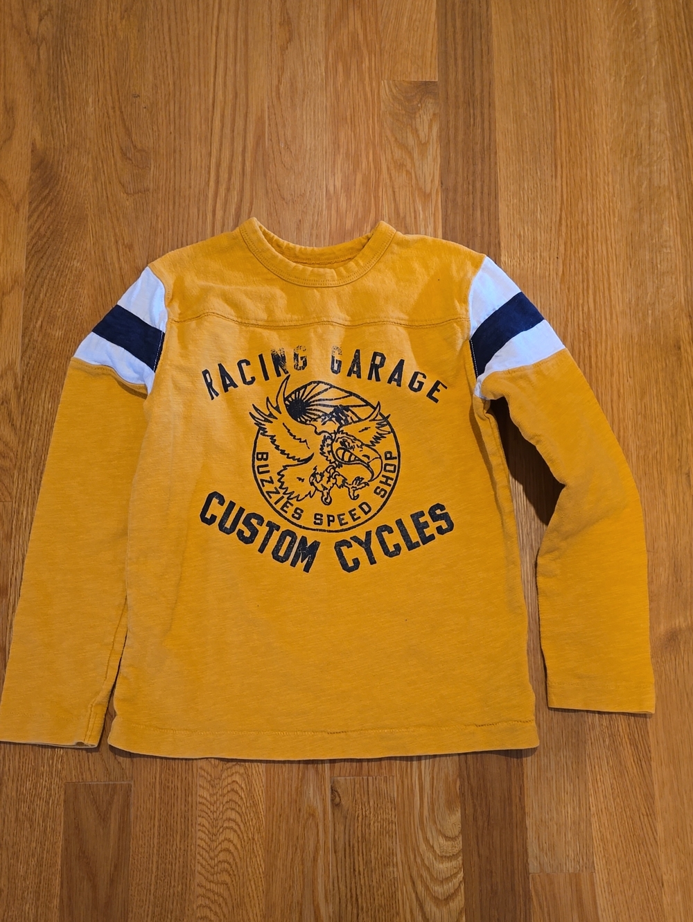 GAP Mustard Yellow Racing Garage Custom Cycles Long-Sleeve Tee